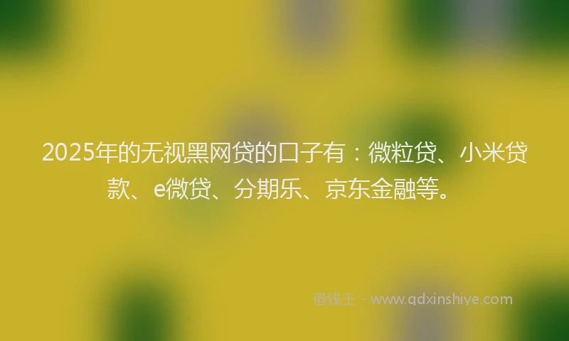 2025年的无视黑网贷的口子有：微粒贷、小米贷款、e微贷、分期乐、京东金融等。
