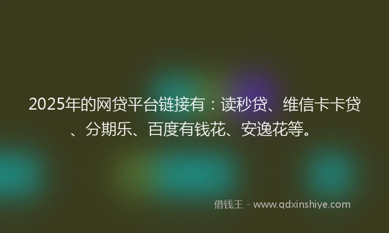 2025年的网贷平台链接有：读秒贷、维信卡卡贷、分期乐、百度有钱花、安逸花等。