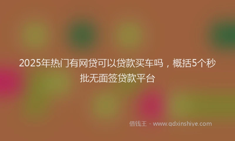 2025年热门有网贷可以贷款买车吗，概括5个秒批无面签贷款平台