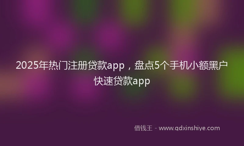 2025年热门注册贷款app，盘点5个手机小额黑户快速贷款app