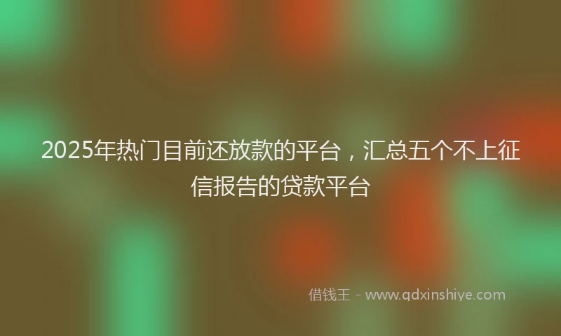 2025年热门目前还放款的平台，汇总五个不上征信报告的贷款平台