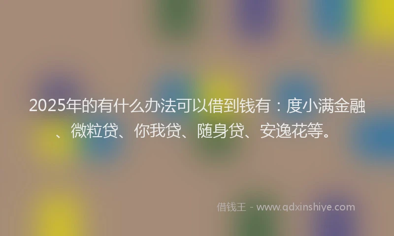 2025年的有什么办法可以借到钱有：度小满金融、微粒贷、你我贷、随身贷、安逸花等。