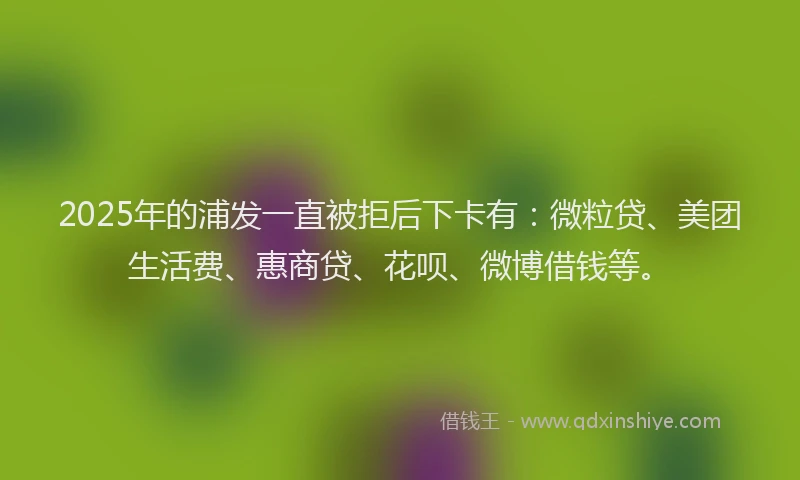 2025年的浦发一直被拒后下卡有：微粒贷、美团生活费、惠商贷、花呗、微博借钱等。