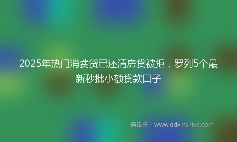 2025年热门消费贷已还清房贷被拒，罗列5个最新秒批小额贷款口子