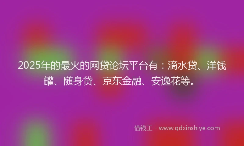 2025年的最火的网贷论坛平台有：滴水贷、洋钱罐、随身贷、京东金融、安逸花等。