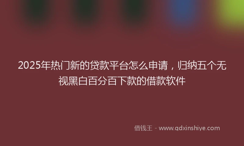 2025年热门新的贷款平台怎么申请，归纳五个无视黑白百分百下款的借款软件