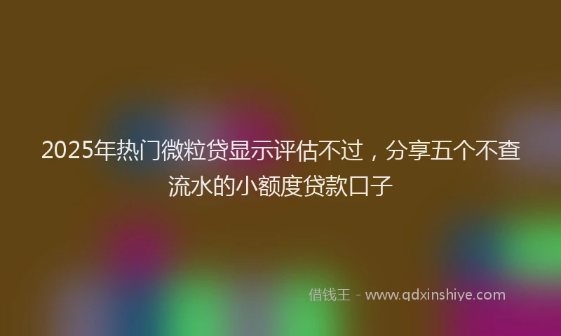 2025年热门微粒贷显示评估不过，分享五个不查流水的小额度贷款口子