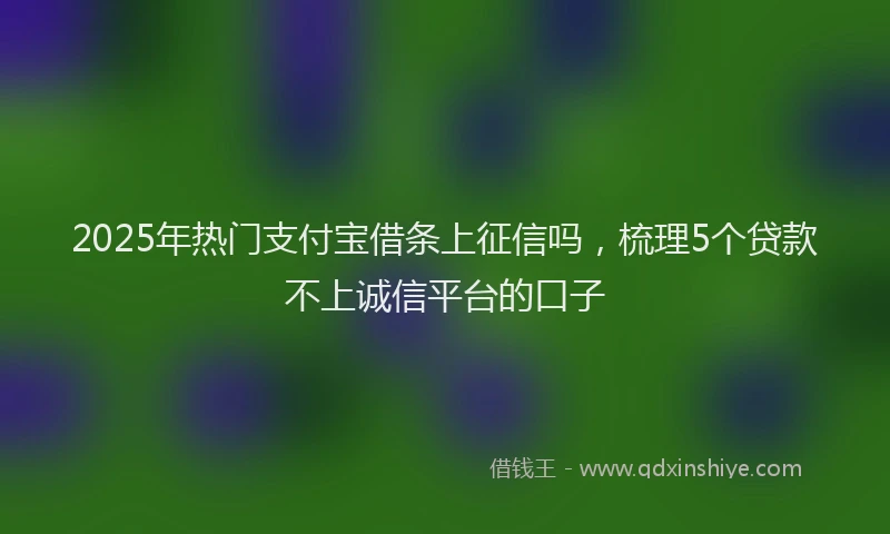 2025年热门支付宝借条上征信吗，梳理5个贷款不上诚信平台的口子