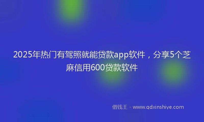 2025年热门有驾照就能贷款app软件，分享5个芝麻信用600贷款软件