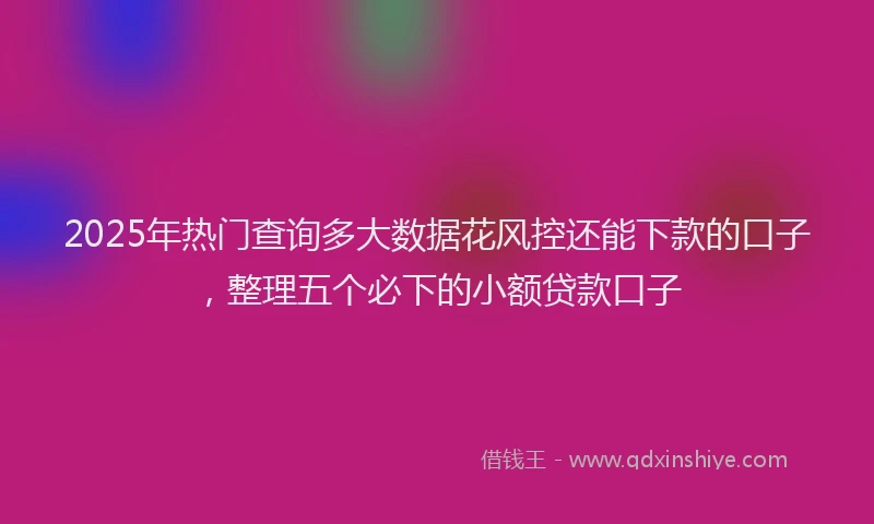 2025年热门查询多大数据花风控还能下款的口子，整理五个必下的小额贷款口子