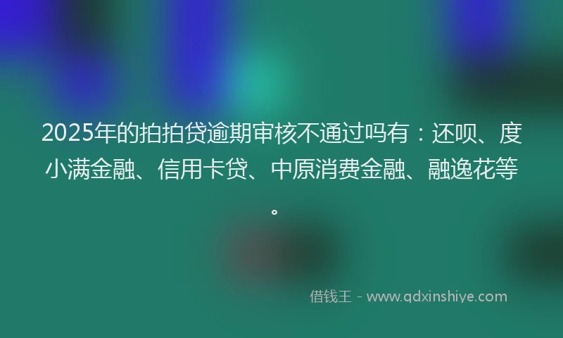 2025年的拍拍贷逾期审核不通过吗有：还呗、度小满金融、信用卡贷、中原消费金融、融逸花等。