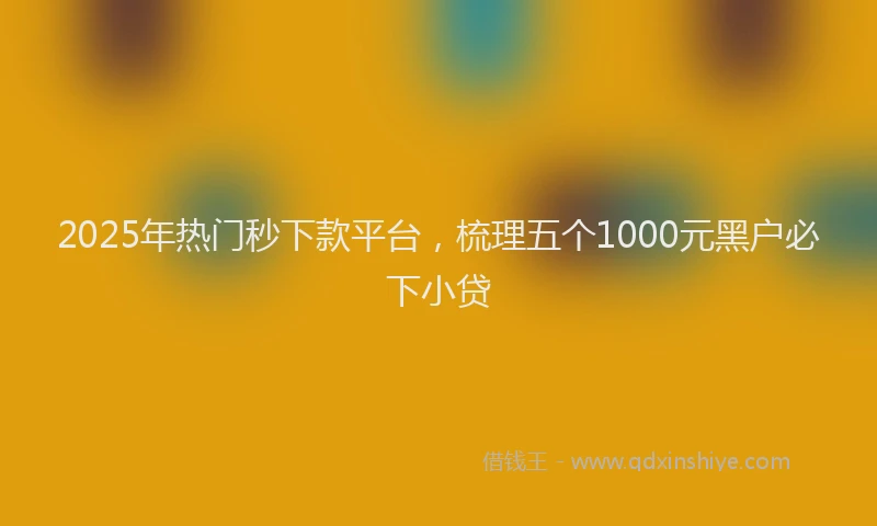 2025年热门秒下款平台，梳理五个1000元黑户必下小贷