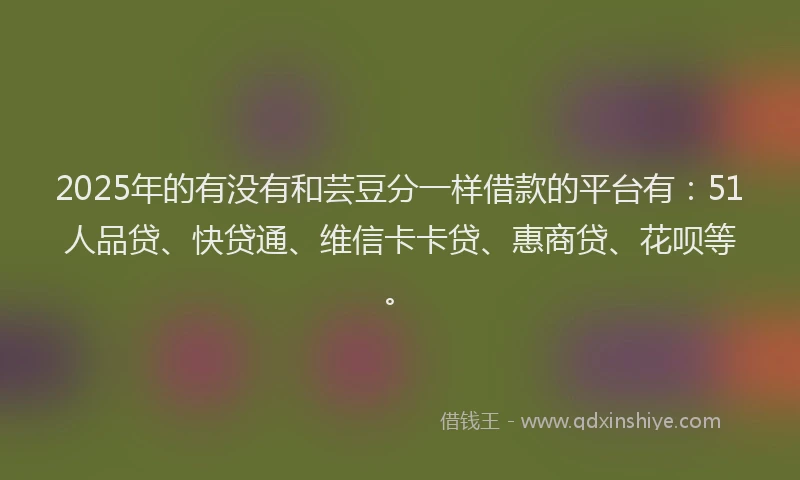 2025年的有没有和芸豆分一样借款的平台有：51人品贷、快贷通、维信卡卡贷、惠商贷、花呗等。