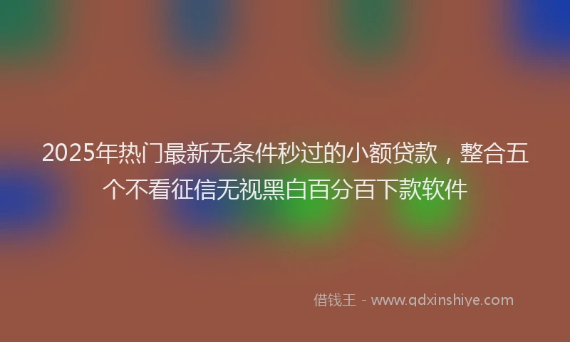 2025年热门最新无条件秒过的小额贷款，整合五个不看征信无视黑白百分百下款软件