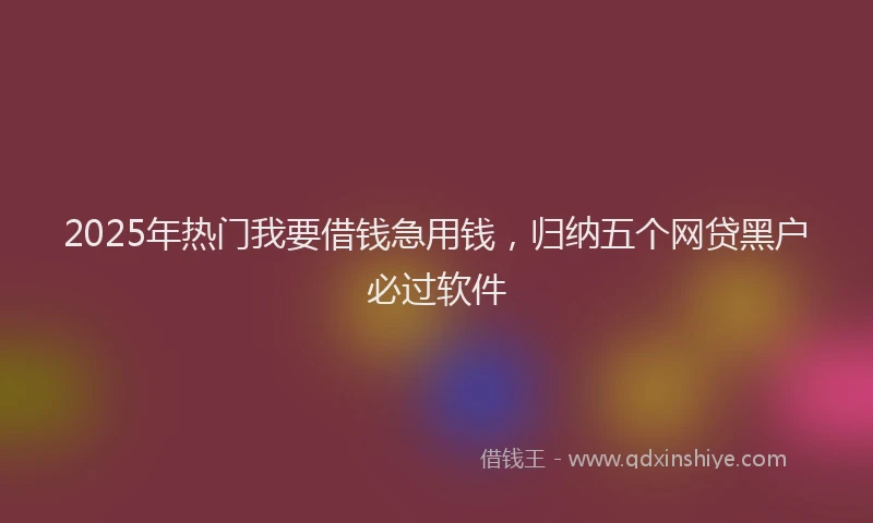 2025年热门我要借钱急用钱，归纳五个网贷黑户必过软件