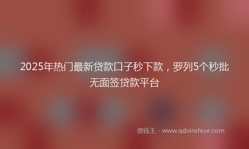 2025年热门最新贷款口子秒下款，罗列5个秒批无面签贷款平台
