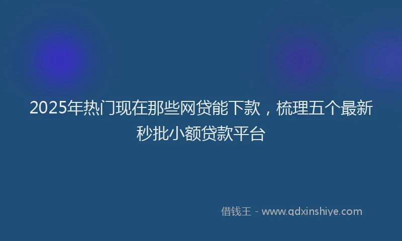 2025年热门现在那些网贷能下款，梳理五个最新秒批小额贷款平台