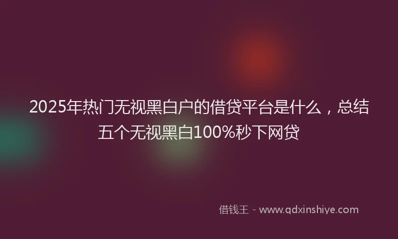 2025年热门无视黑白户的借贷平台是什么，总结五个无视黑白100%秒下网贷