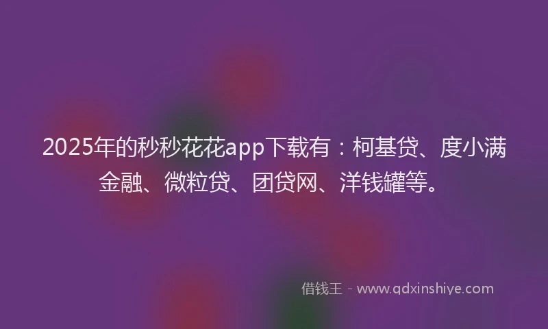 2025年的秒秒花花app下载有：柯基贷、度小满金融、微粒贷、团贷网、洋钱罐等。