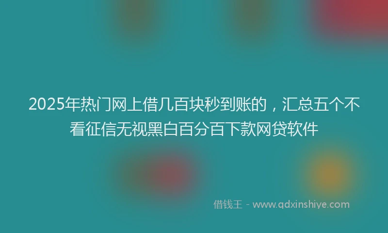 2025年热门网上借几百块秒到账的，汇总五个不看征信无视黑白百分百下款网贷软件