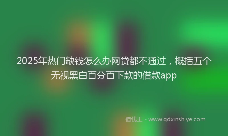 2025年热门缺钱怎么办网贷都不通过，概括五个无视黑白百分百下款的借款app
