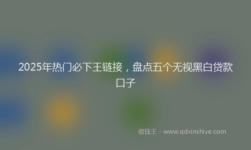 2025年热门必下王链接，盘点五个无视黑白贷款口子