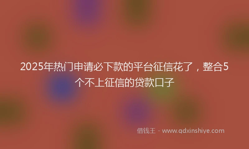 2025年热门申请必下款的平台征信花了，整合5个不上征信的贷款口子
