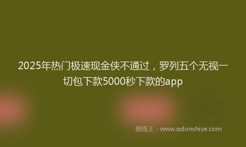 2025年热门极速现金侠不通过，罗列五个无视一切包下款5000秒下款的app