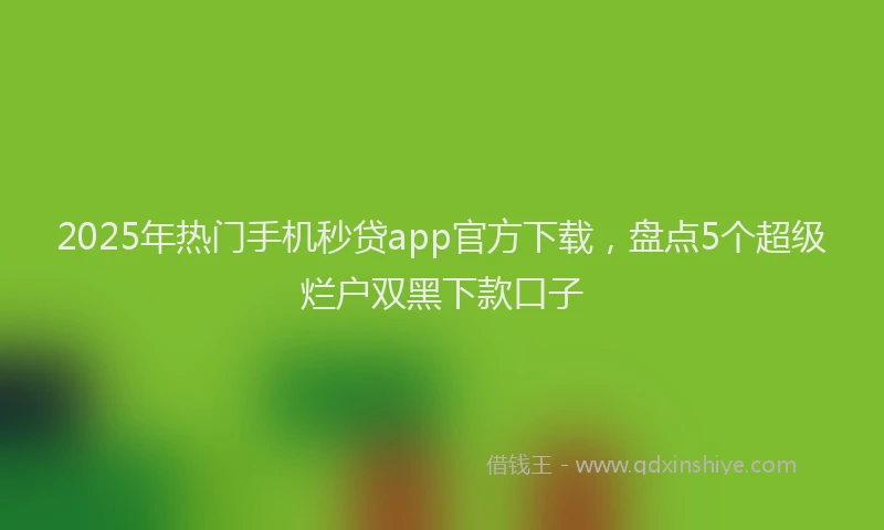 2025年热门手机秒贷app官方下载，盘点5个超级烂户双黑下款口子