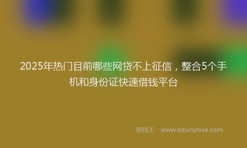 2025年热门目前哪些网贷不上征信，整合5个手机和身份证快速借钱平台
