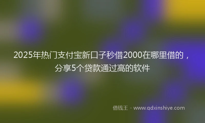 2025年热门支付宝新口子秒借2000在哪里借的，分享5个贷款通过高的软件