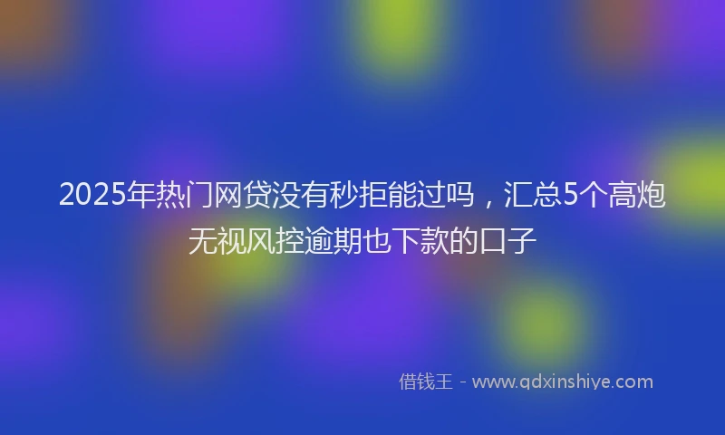 2025年热门网贷没有秒拒能过吗，汇总5个高炮无视风控逾期也下款的口子