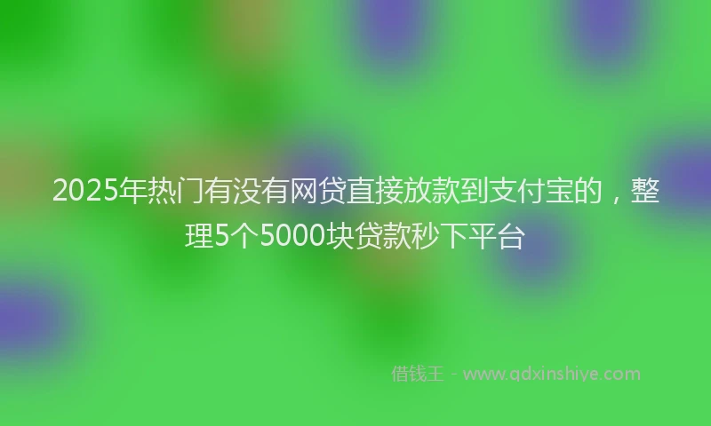 2025年热门有没有网贷直接放款到支付宝的，整理5个5000块贷款秒下平台