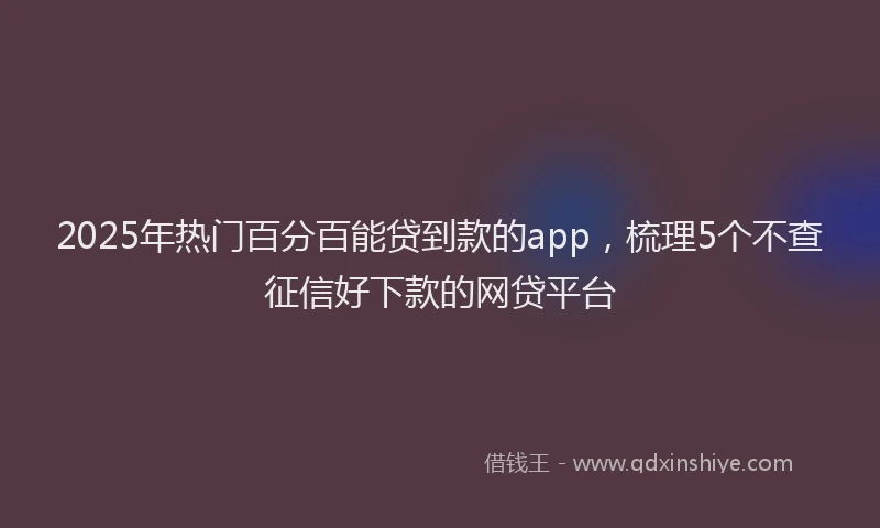 2025年热门百分百能贷到款的app，梳理5个不查征信好下款的网贷平台
