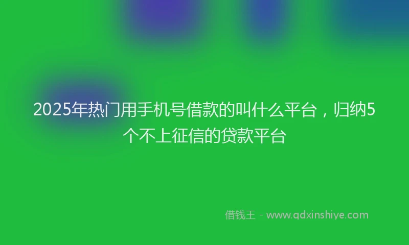 2025年热门用手机号借款的叫什么平台，归纳5个不上征信的贷款平台