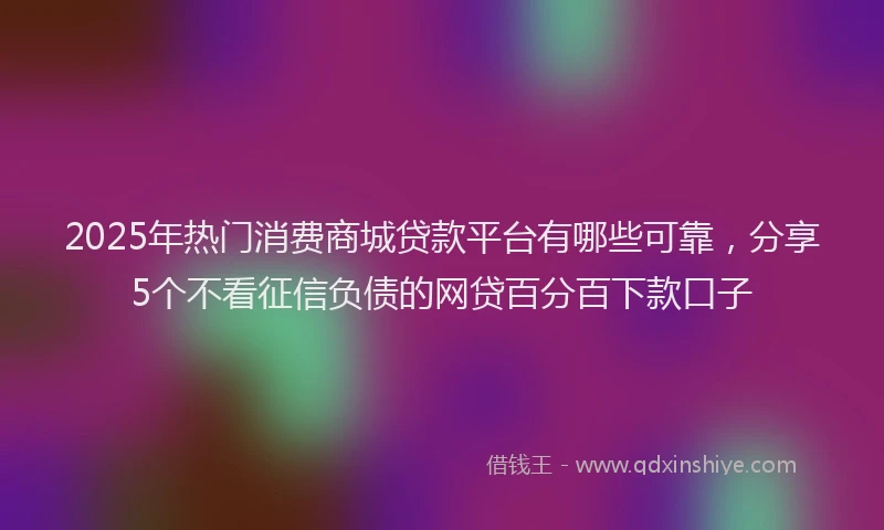 2025年热门消费商城贷款平台有哪些可靠，分享5个不看征信负债的网贷百分百下款口子