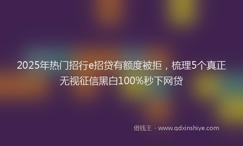 2025年热门招行e招贷有额度被拒，梳理5个真正无视征信黑白100%秒下网贷