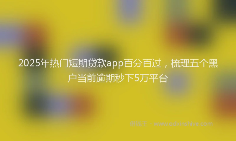 2025年热门短期贷款app百分百过，梳理五个黑户当前逾期秒下5万平台