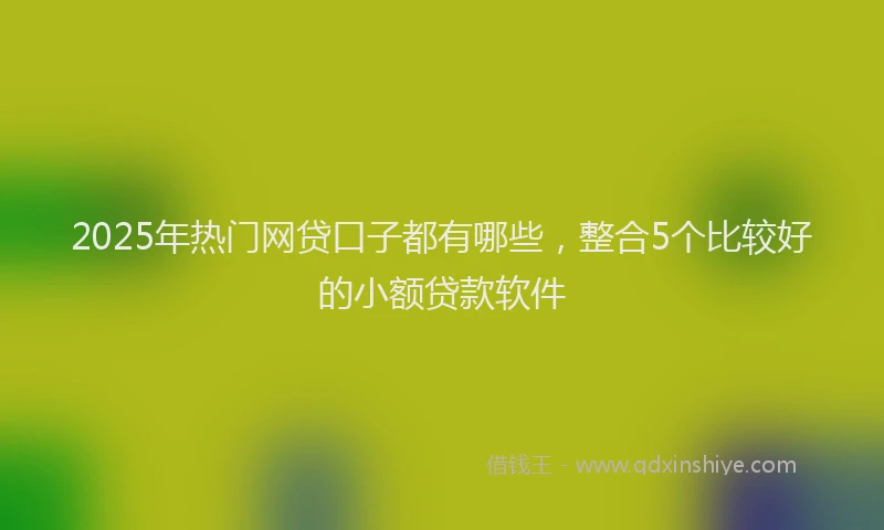 2025年热门网贷口子都有哪些，整合5个比较好的小额贷款软件