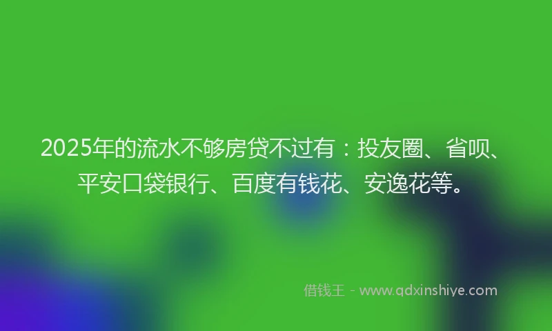 2025年的流水不够房贷不过有：投友圈、省呗、平安口袋银行、百度有钱花、安逸花等。