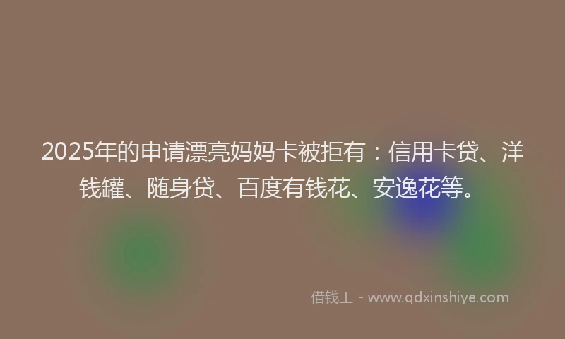 2025年的申请漂亮妈妈卡被拒有：信用卡贷、洋钱罐、随身贷、百度有钱花、安逸花等。