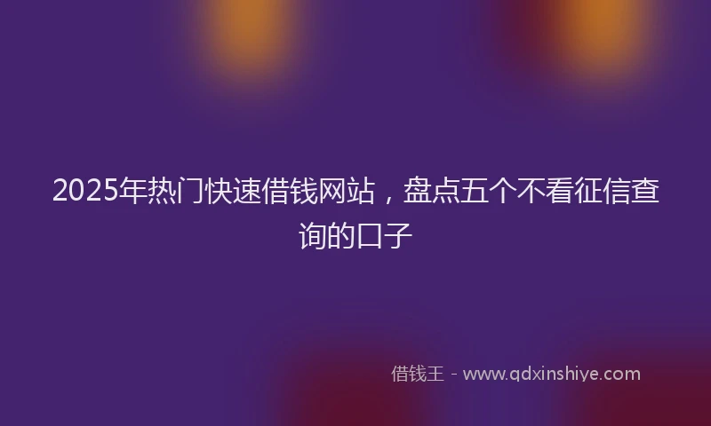 2025年热门快速借钱网站，盘点五个不看征信查询的口子