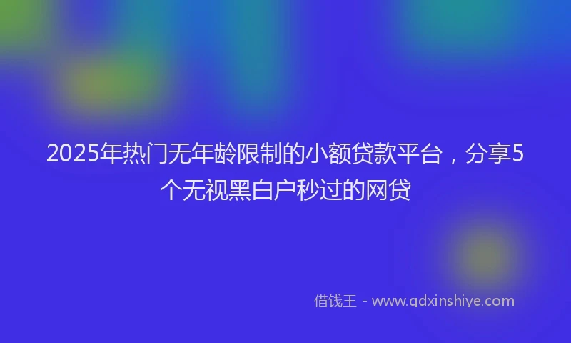 2025年热门无年龄限制的小额贷款平台，分享5个无视黑白户秒过的网贷