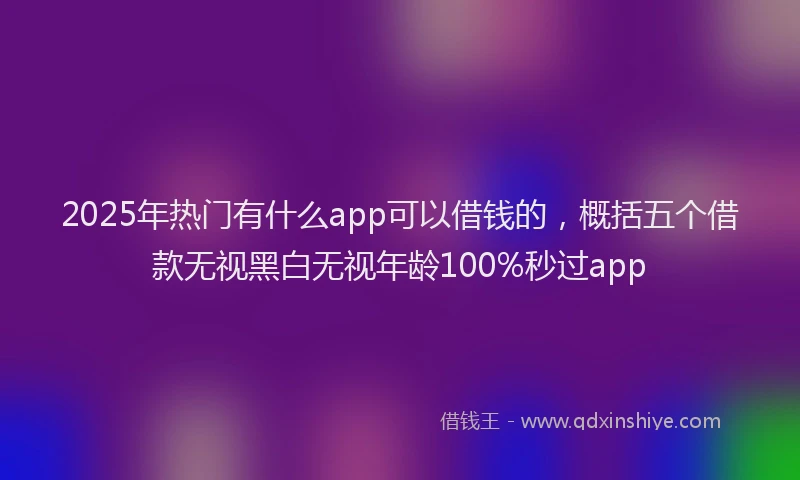 2025年热门有什么app可以借钱的，概括五个借款无视黑白无视年龄100%秒过app