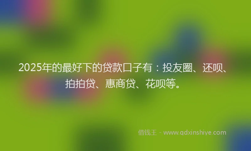 2025年的最好下的贷款口子有：投友圈、还呗、拍拍贷、惠商贷、花呗等。