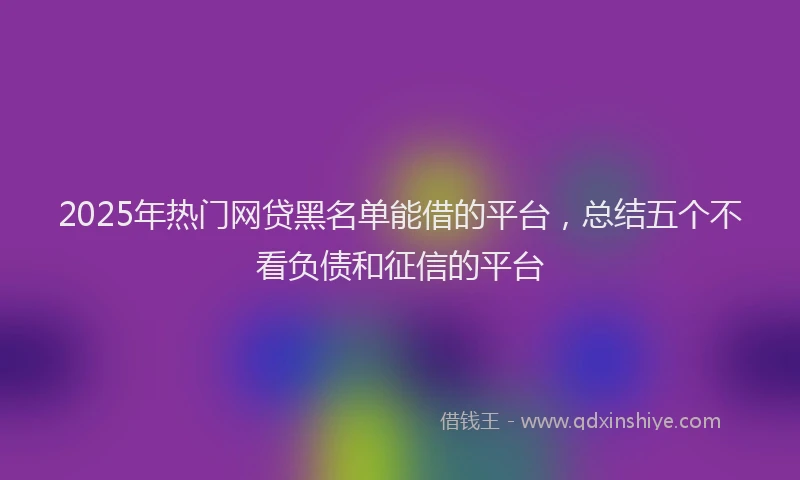 2025年热门网贷黑名单能借的平台，总结五个不看负债和征信的平台