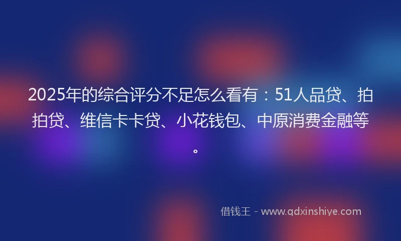 2025年的综合评分不足怎么看有：51人品贷、拍拍贷、维信卡卡贷、小花钱包、中原消费金融等。