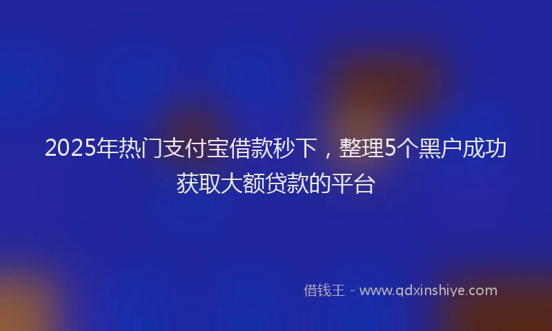 2025年热门支付宝借款秒下，整理5个黑户成功获取大额贷款的平台