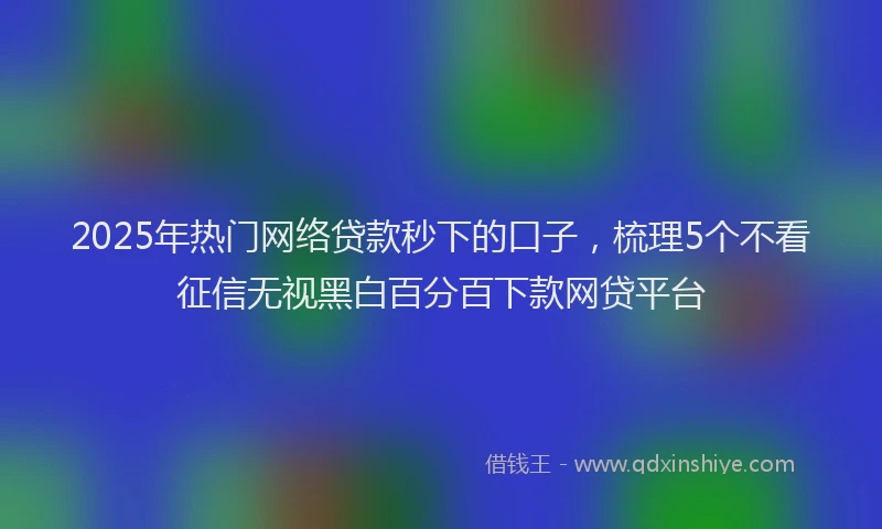2025年热门网络贷款秒下的口子，梳理5个不看征信无视黑白百分百下款网贷平台