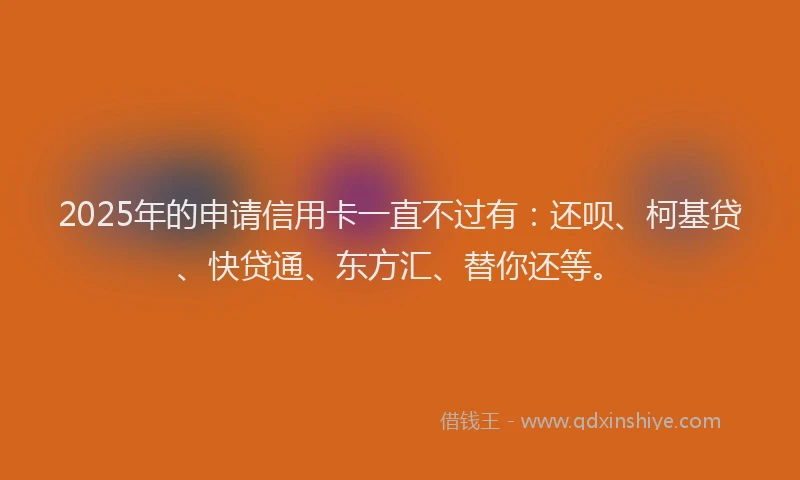 2025年的申请信用卡一直不过有：还呗、柯基贷、快贷通、东方汇、替你还等。